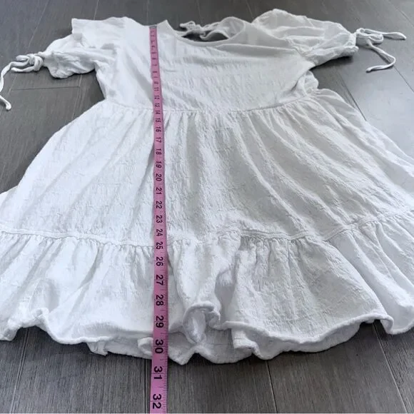 FREE PEOPLE Beach Iris Mini Dress White Open Back Ruffle Boho XS Summer Babydoll - Picture 16 of 16